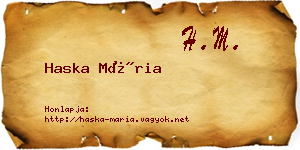 Haska Mária névjegykártya